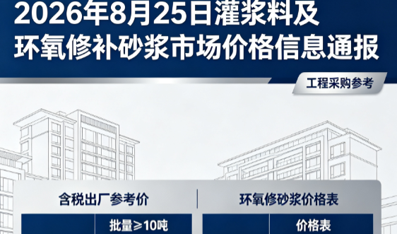 湖口2026年8月25日灌浆料及环氧修补砂浆市场价格信息通报